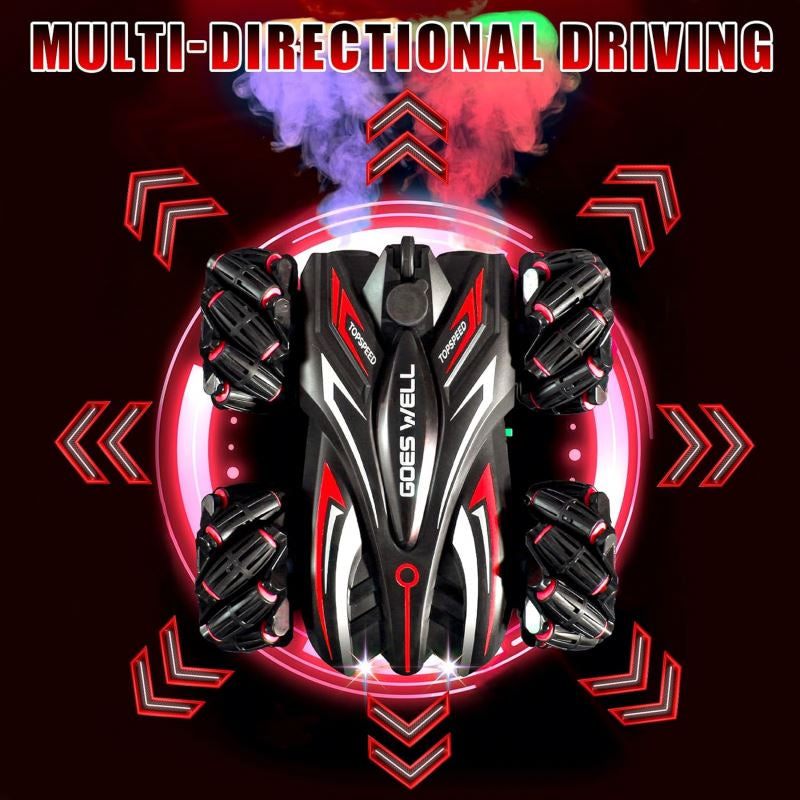 Double-Sided RC Stunt Car with Gesture Control, 360° Rotating Drift Car Toy with Dual Spray Mist, Remote Control Off-Road Vehicle, All-Terrain Flipping Car for Kids Boys & Girls