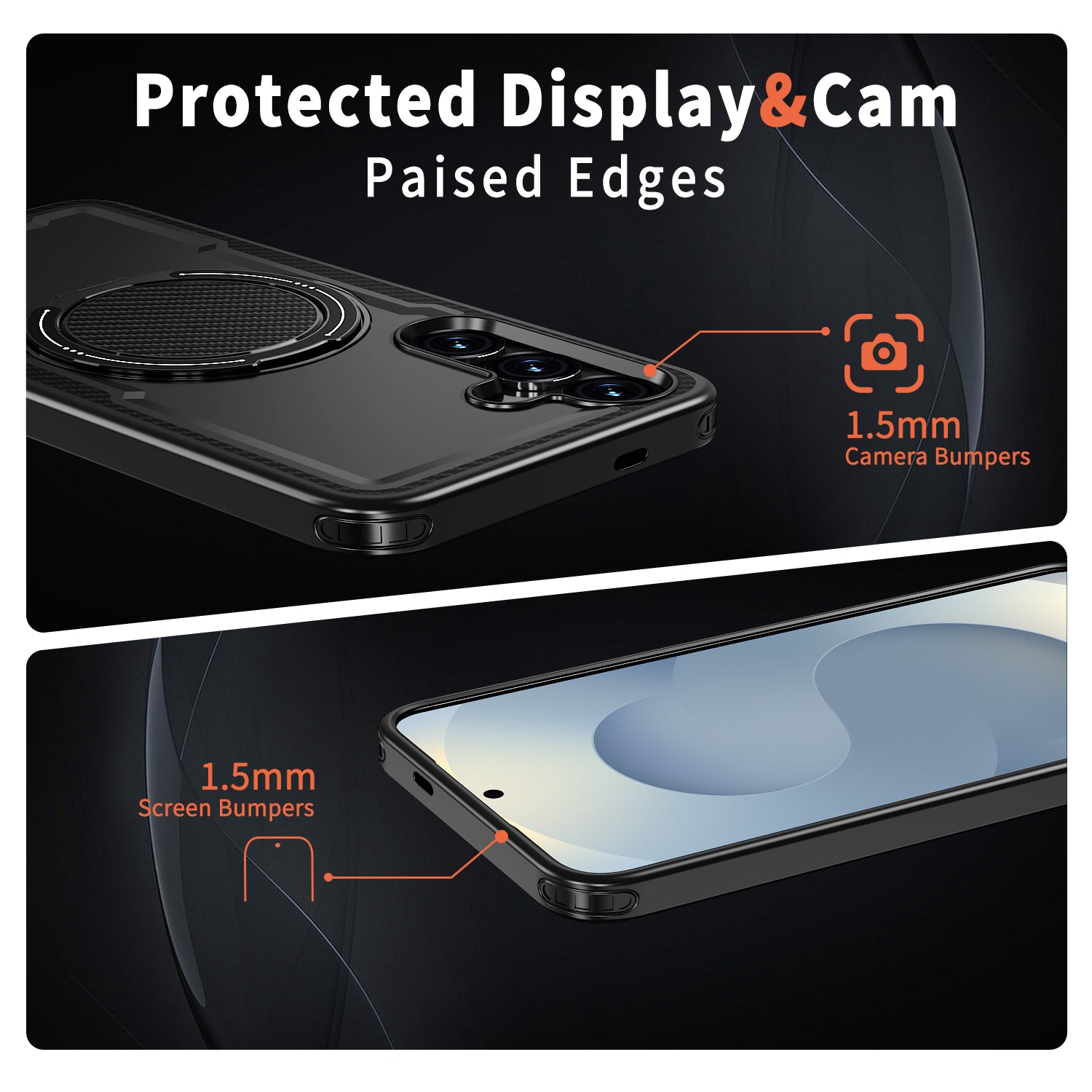 Magnetic Heat Dissipation Rubber Coating Structure Case for Samsung Galaxy S24 Wireless Charging Compatible Military Drop Protection Adjustable Kickstand Magnetic Metal 360 Degrees Ice Armour Cool Matte