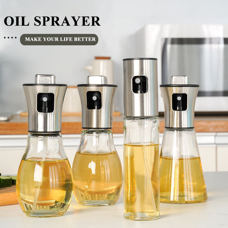 470ml Olive Oil Sprayer, Stainless Steel Oil Sprayer For Cooking, Food Grade Pressurized Oil Mister Portable Glass Oil Sprayer For Barbecue/Salad Making/Baking/Frying (Stainless steel oil spray can 470ml)