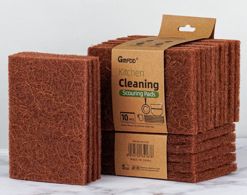 Microfiber Coconut Palm Brush Bowl Cleaning Cloth 0.8-0.9cm Thick Sisal Scouring Pad Dish Towel for Kitchen Household Use