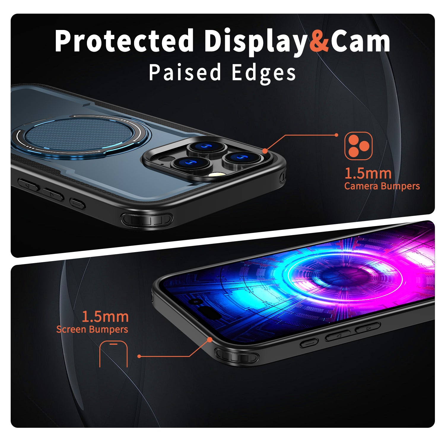 IPhone 16 Pro Max High Precision Rubber Coating Structure Mobile Phone Bugs CSS Case Protection Shockproof Kickstand Magnetic Metal 360 Degrees Wireless Charging Case