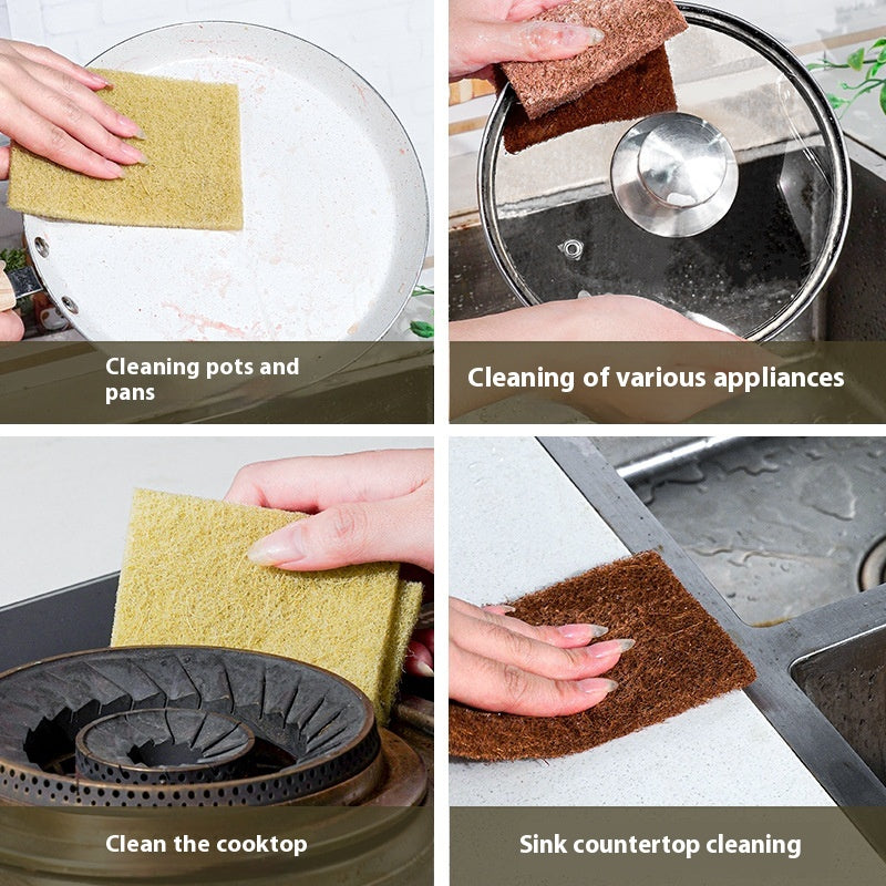 Microfiber Coconut Palm Brush Bowl Cleaning Cloth 0.8-0.9cm Thick Sisal Scouring Pad Dish Towel for Kitchen Household Use