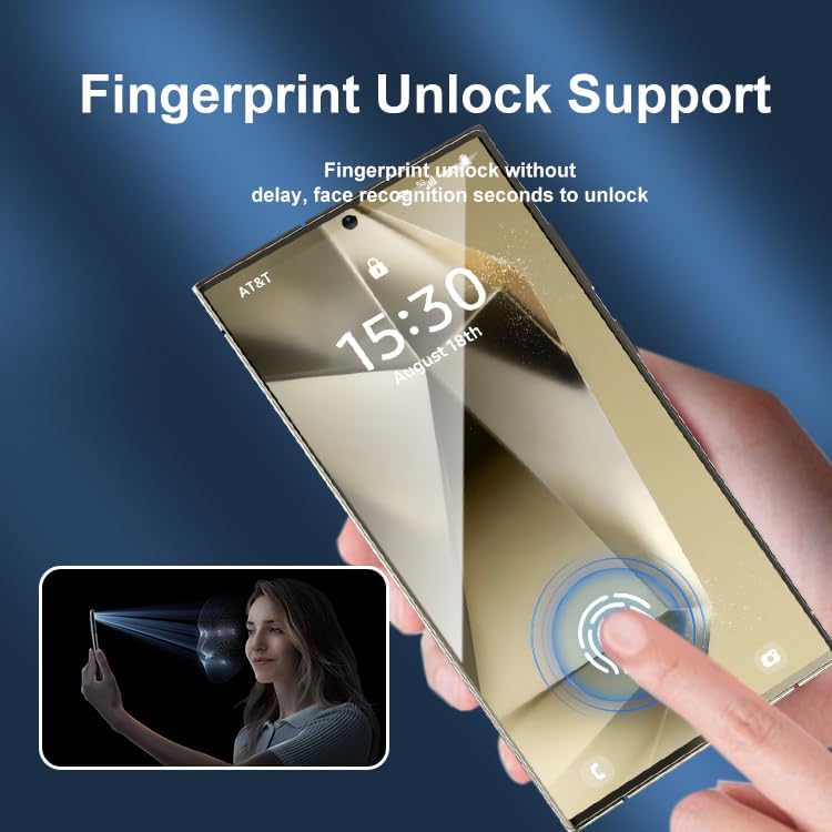 Screen Protector with Fast & Easy install kit for Samsung Galaxy A33-A55 Finger Print Reader Compatible, Clear 9H Tempered Glass Film,Anti Scratch,Dust-Bubble-Free