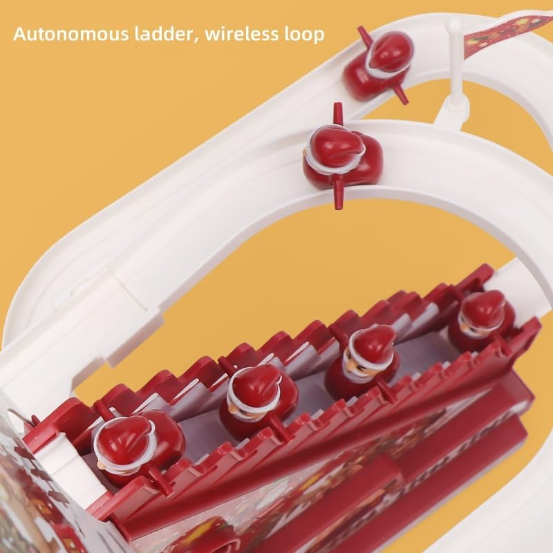 Santa Climbing Toy, Santa Claus Electric Track Slide Early Education Toys for Automatic Stairs,Playful Santa Race Game, Christmas Roller Climbing Toys with LED Light and Music for Toddlers Boys Girls