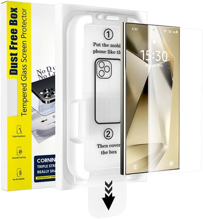 Screen Protector with Fast & Easy install kit for Samsung Galaxy A33-A55 Finger Print Reader Compatible, Clear 9H Tempered Glass Film,Anti Scratch,Dust-Bubble-Free