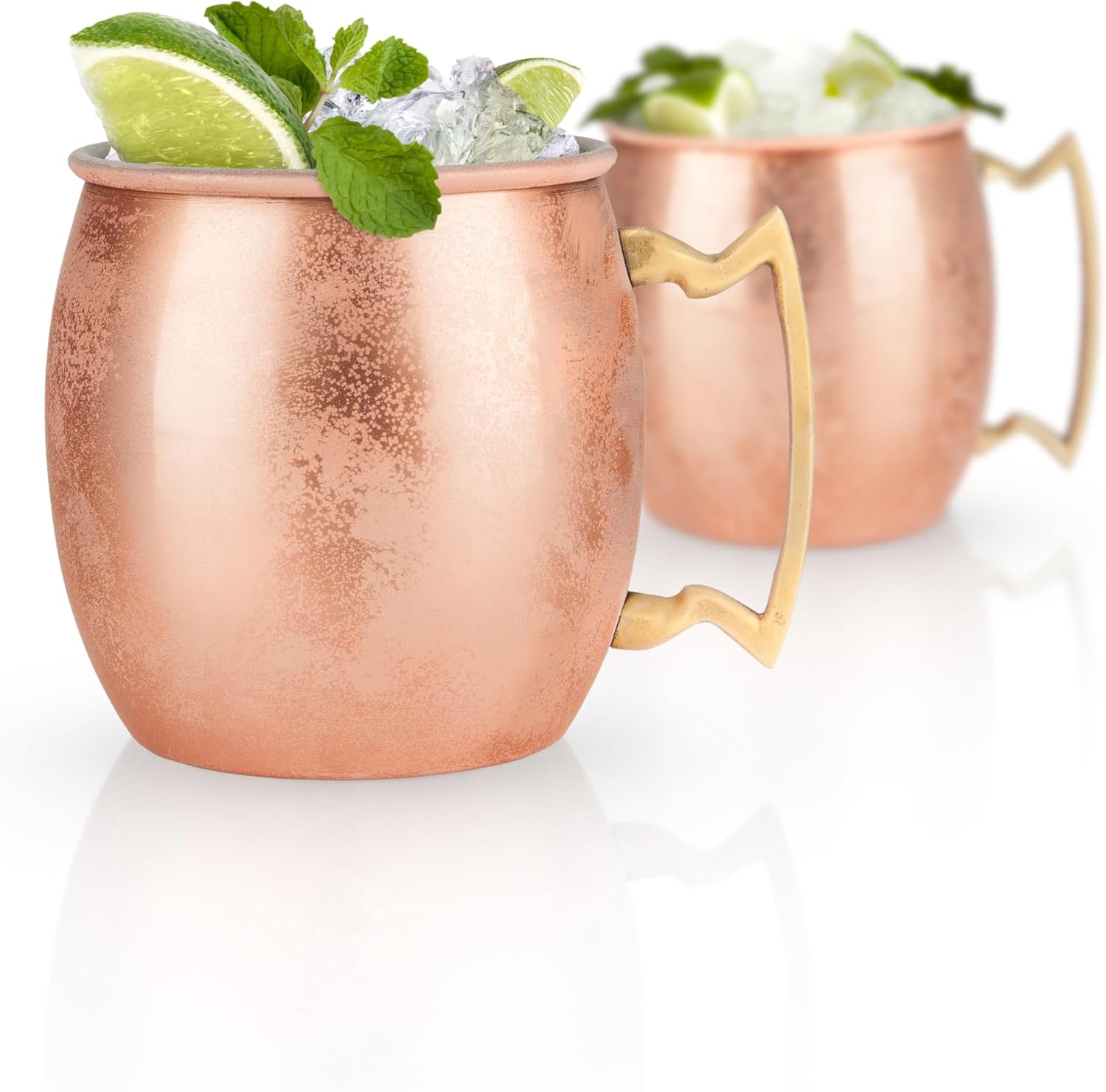 Aron Handmade Solid Copper Moscow Mule Mug Heat Insulation, Barrel Shaped Mug with Brass Handle & Smooth Texture, Perfect for Moscow Mules or Party Favors