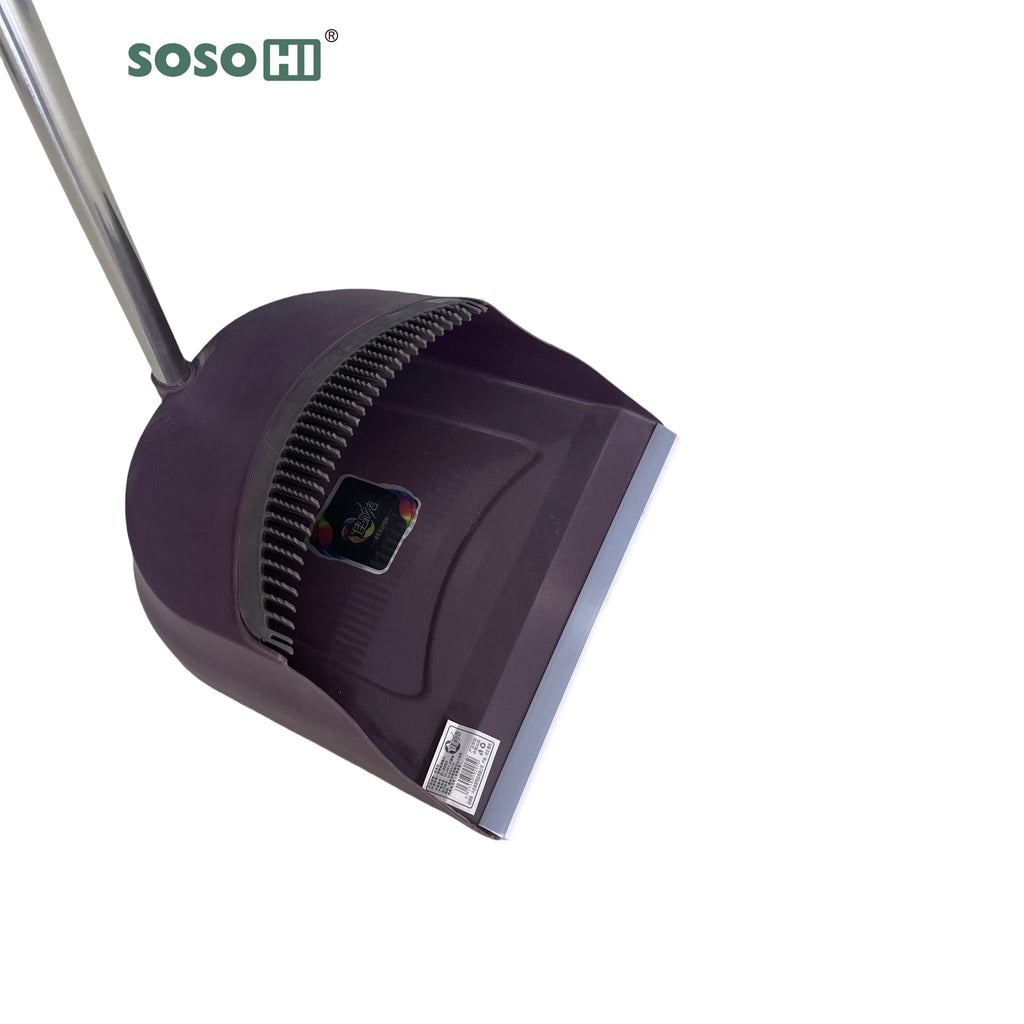 Upgraded Broom and Dustpan Set, 52" Long Handle Standing Combo with Self-Cleaning Teeth–Perfect for Courtyard Garage Lobby Mall Market Floor, Pet Hair, Kitchen, Office, Home, Indoor & Outdoor Cleaning