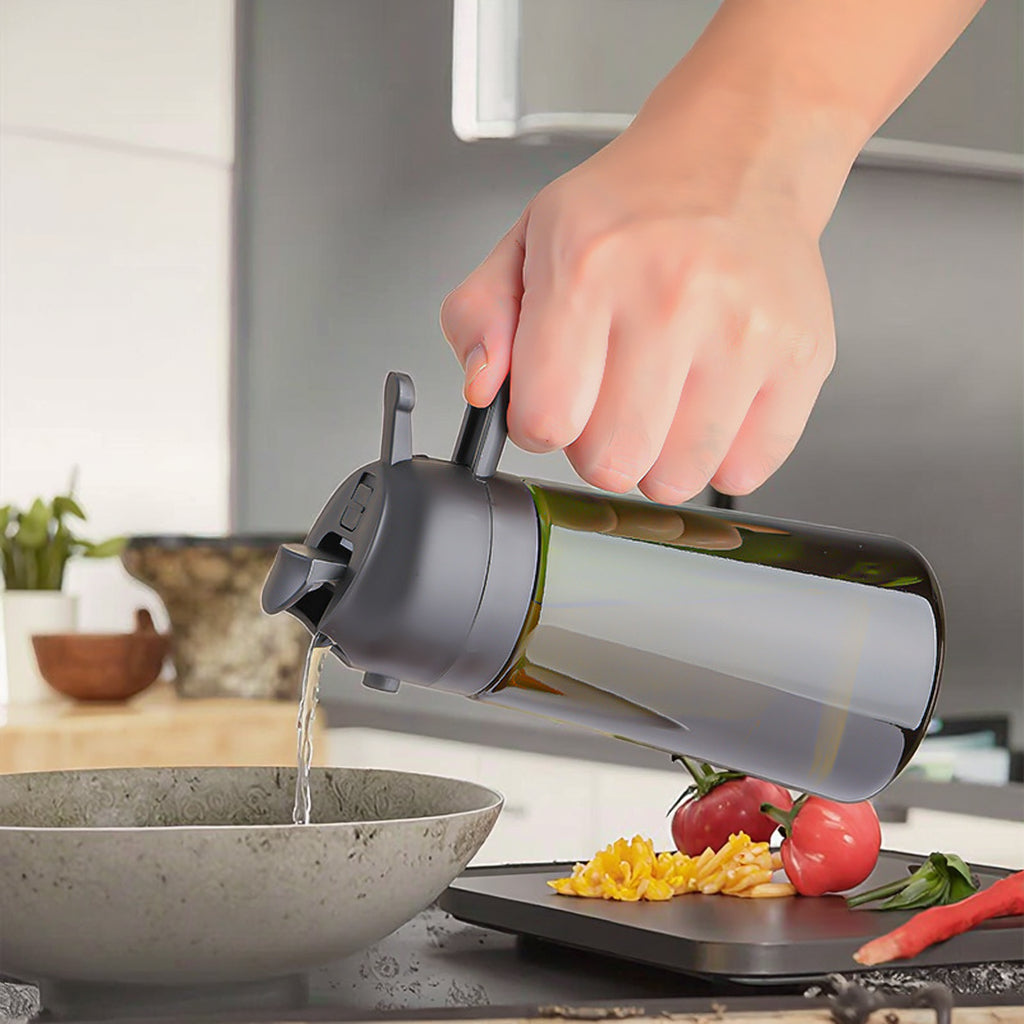 Olive Oil Sprayer for Cooking, 2 In 1 Glass Oil Dispenser Premium Spray Bottle for Kitchen Gadgets and Air Fryer Accessories, Salad, BBQ - Dark Green