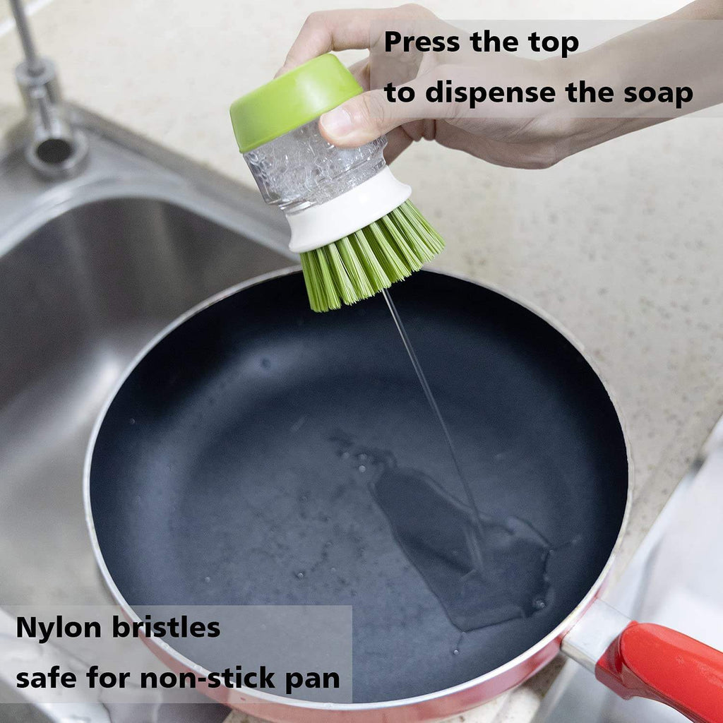 Automatic liquid filling palm kitchen brush