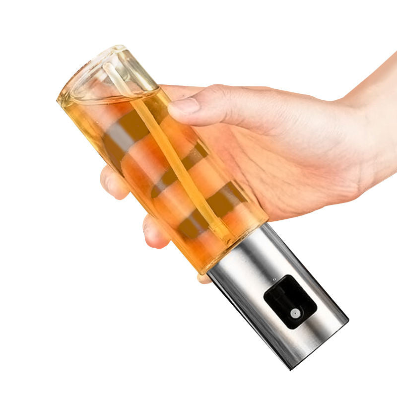 Oil Sprayer for Cooking, 3.5 OZ Olive Oil Dispenser Bottle for Kitchen Gadgets, Food, Air Fryer, Salad, Vinegar, BBQ, Stainless Steel Pump for Mist Spray, Glass Metarial Mister, 100 ML