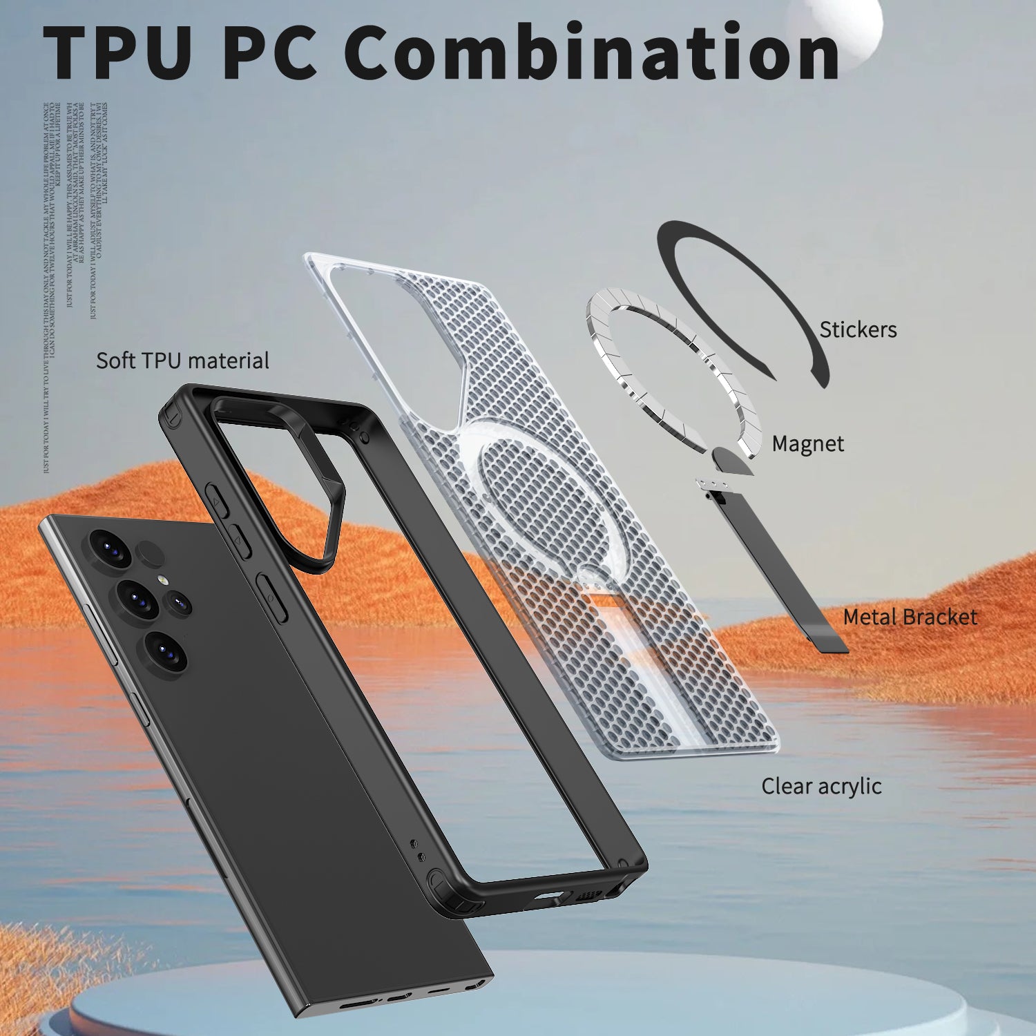 Samsung Galaxy S24 Ultra Magnetic Heat Dissipatio case for Samsung Galaxy, for Wireless Charging, Cooling Drop Protection, Adjustable Kickstand case, Ice Armour Cool Matte Material