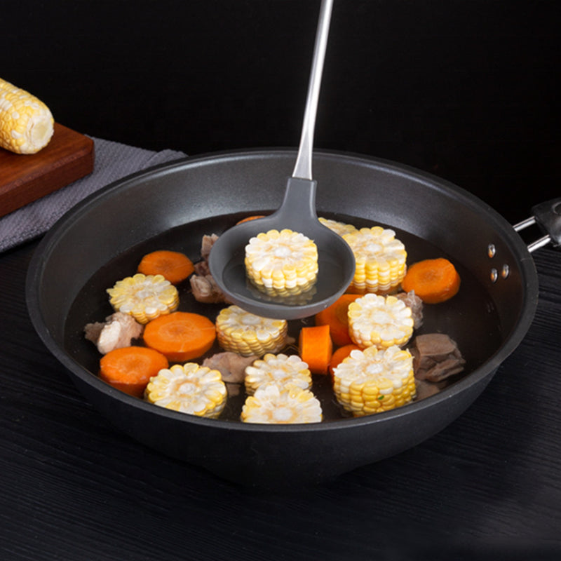 Silicone Spatula and Ladle Set - Stainless Steel Non Stick Heat-Resistant Kitchen Utensils BPA Free Cooking Utensils Cookware Wooden Handle Kitchen Utensils Set