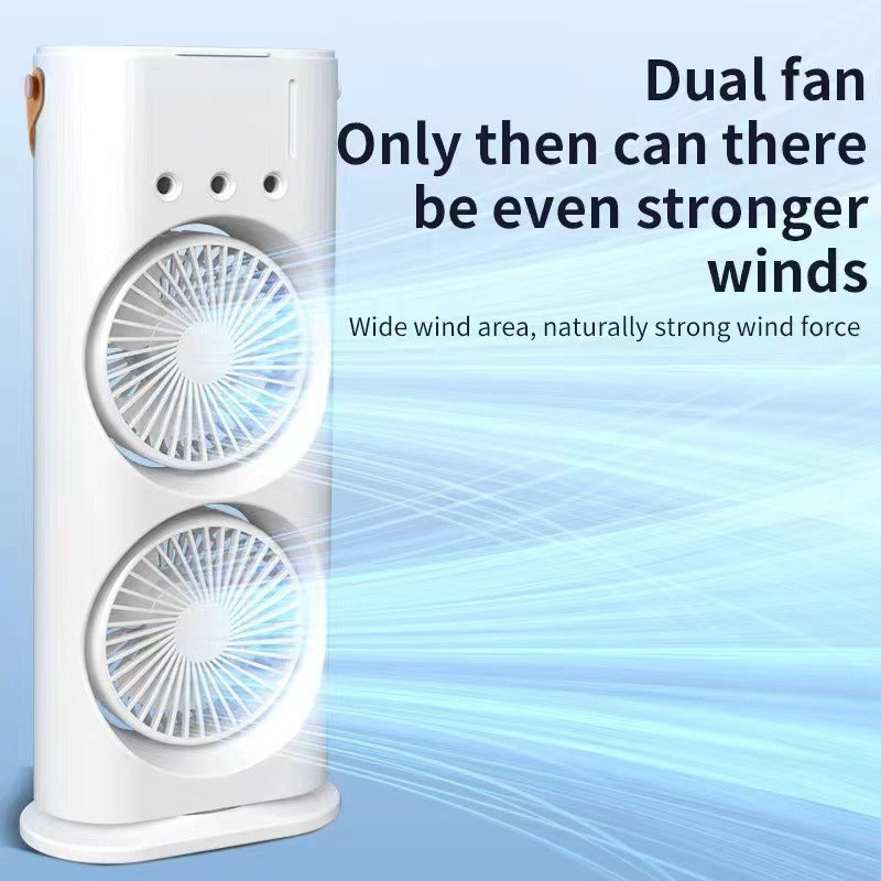 New Double-ended Fan 3 Speeds Air Conditioner Portable Cooling Air Three-ended 400ml Capacity Spray Fan With Night Light