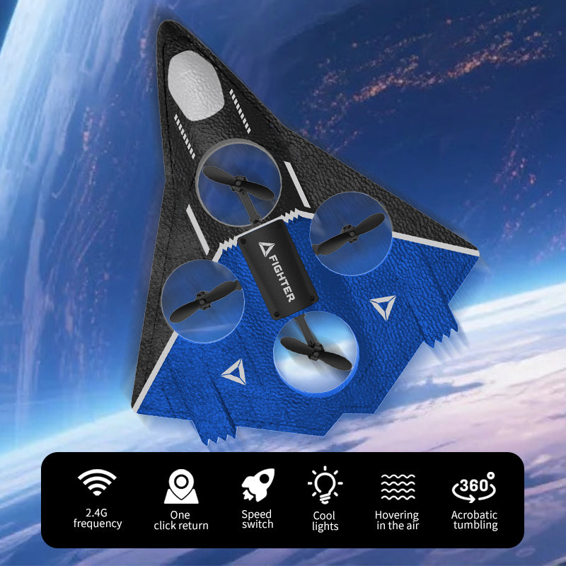 Aron Obstacle Avoidance Fly Jet Rc Plane 6-Axis Gyro Avion a Control Remote Avion De 360° Flip Helicopter RC Plane Fighter Jet with Light Rc Glider Jet Stunt Airplane Model Toys Drone Flight