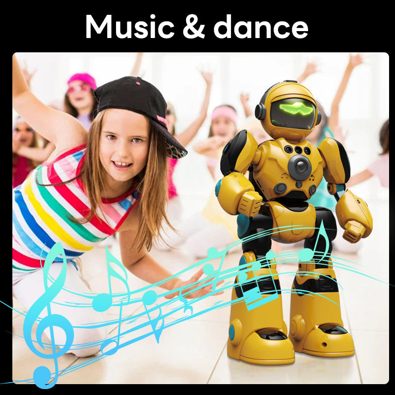 Gesture Sensing RC Robot Toy for Kids, Smart Interactive Dancing Robot with Voice Recording & Playback, LED Lights, Touch & Remote Control, Music & Magic Sound Educational Toy for Boys & Girls