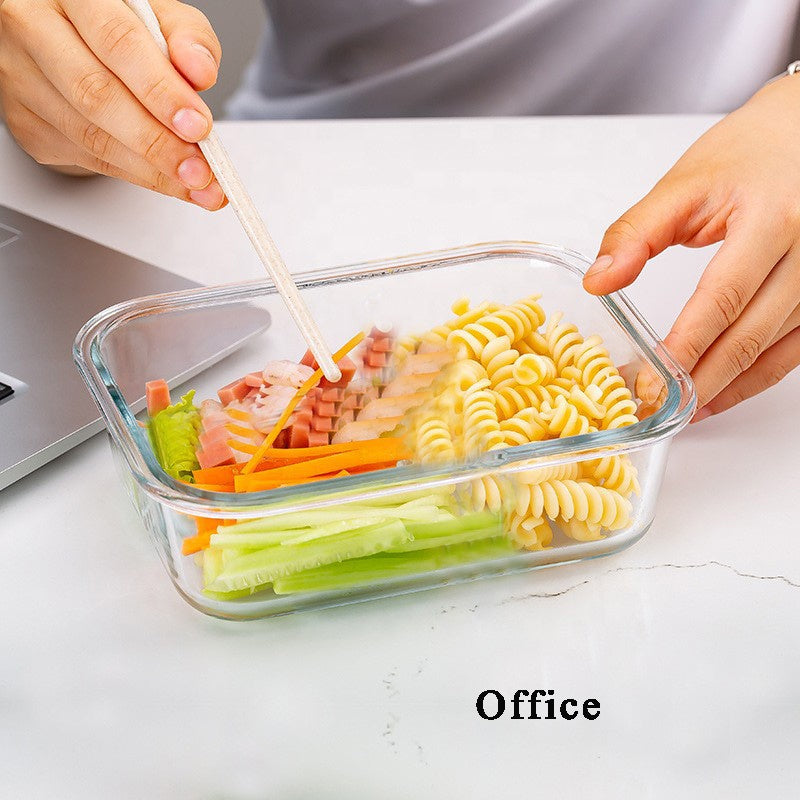 Freshkeeping bowl gift box set of three Food Grade Material Lunch Box Heat-resisting Glass Lunch Box Glassware Lunch Box for Officer and Adult