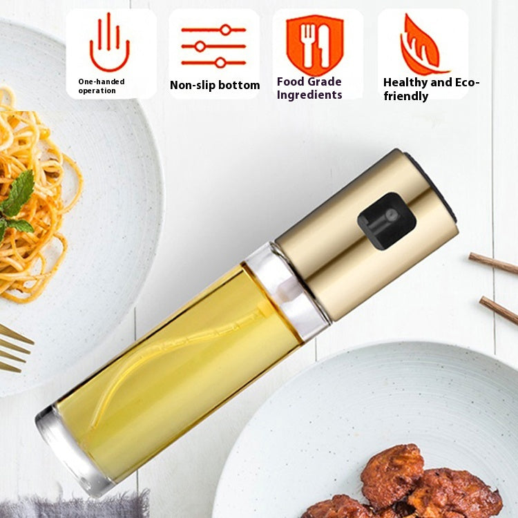 Oil Sprayer for Cooking, 3.5 OZ Olive Oil Dispenser Bottle for Kitchen Gadgets, Food, Air Fryer, Salad, Vinegar, BBQ, Stainless Steel Pump for Mist Spray, Glass Metarial Mister, 100 ML
