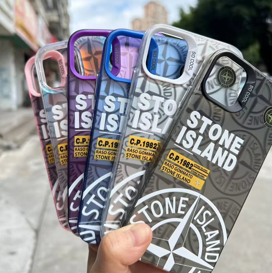 Fashion Colorful Stone Island Shockproof PC Label IMD Mobile Phone Case for iPhone 16 Plus / 16 Pro / 16 Pro Max case