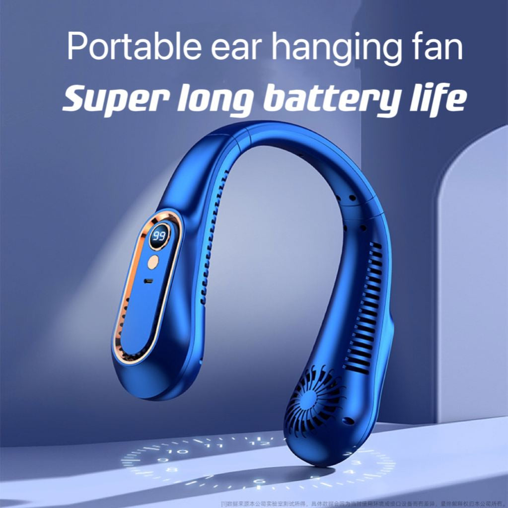 Portable Small Neck Fan - Hands Free Personal Fan, Foldable Folding Wearable Usb Charging Rechargeable Bladeless Fan with 1200mAh-Battery, Digital Display, 4 Speeds, 360° Cooling Wearable Fan, Birthday Gifts for Men, Women, Mom, and Dad