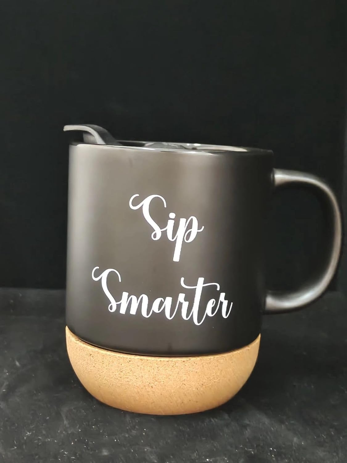 Aron 16.5 oz Ceramic Coffee Mug with Cork Bottom and Lid, Sip Smarter Design, Travel Coffee Cup for Home, Travel, Corporate, indoor, Birthday & Christmas Gift
