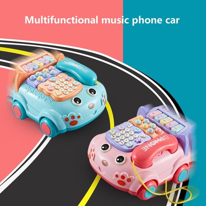 Sensory Learning with 12 Functions Baby Toy Phone Cartoon Baby Piano Music Light Toy Children Pretend Phone, Kids Cell with Parent-Child Interactive Toy Game Boy Girl Early Education Gift 18M+