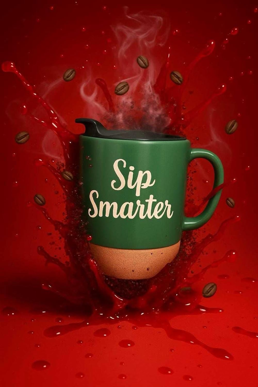 Aron 16.5 oz Ceramic Coffee Mug with Cork Bottom and Lid, Sip Smarter Design, Travel Coffee Cup for Home, Travel, Corporate, indoor, Birthday & Christmas Gift
