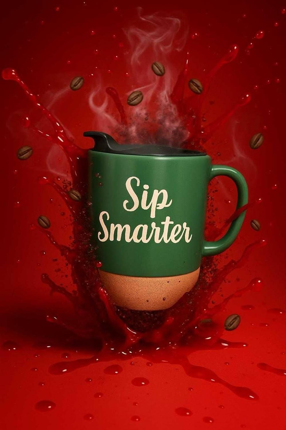 Aron 16.5 oz Ceramic Coffee Mug with Cork Bottom and Lid, Sip Smarter Design, Travel Coffee Cup for Home, Travel, Corporate, indoor, Birthday & Christmas Gift