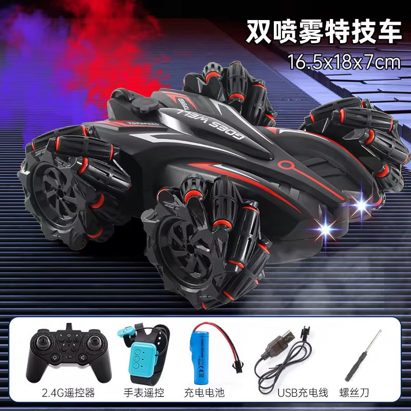 Double Spray Double-Sided 2.4G Remote Control High Speed Stunt Car 360-degree Rotation 4x4 RC Car Lighting Hand Gesture Sensing and Climbing Remote Control Toy Mult Directional Driving