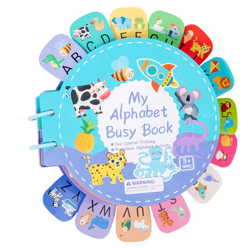 Montessori Educational Wooden Toy Children's Alphabet Playful Learning Busy Book Enhances Cognitive Skills for English for Children's Handmade Early Education Puzzle Letters Quiet 26 English Letters