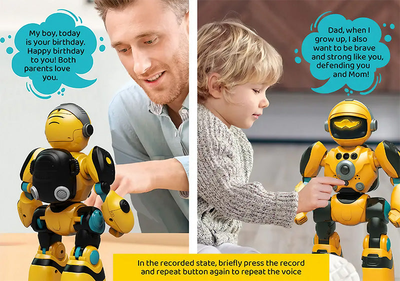 Gesture Sensing RC Robot Toy for Kids, Smart Interactive Dancing Robot with Voice Recording & Playback, LED Lights, Touch & Remote Control, Music & Magic Sound Educational Toy for Boys & Girls
