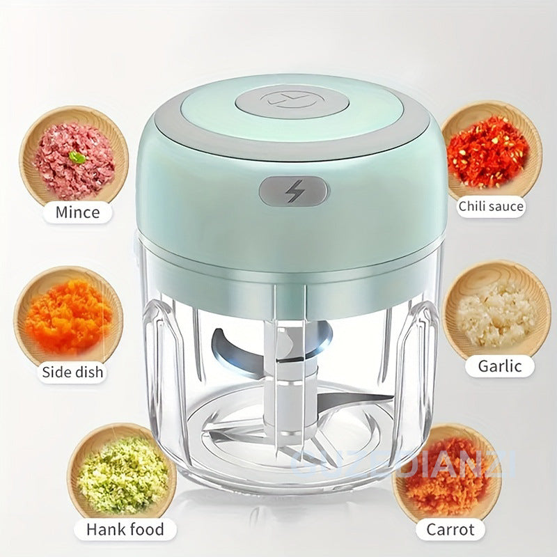 Electric Garlic Chopper, Portable Rechargeable Food Processor, Mini Garlic Grinder Masher Onion Chopper with Stainless Steel Blade, Cordless Mini Veggie Chopper for Nuts, Ginger, Chili, Fruit, Meat, Baby Food Processor