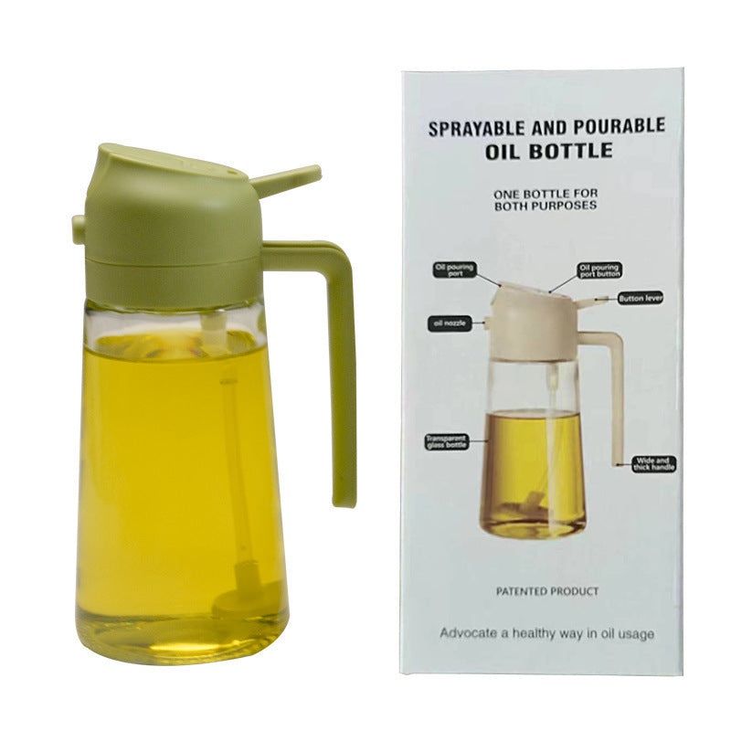 16oz/470ml Glass Olive Oil Sprayer for Cooking with Stickers, 2 in 1 Oil Dispenser for Kitchen Gadgets, Food Grade Premium Spray Bottle for Salad, Frying, BBQ (Creamy White)