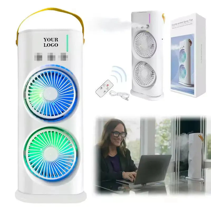 New Double-ended Fan 3 Speeds Air Conditioner Portable Cooling Air Three-ended 400ml Capacity Spray Fan With Night Light