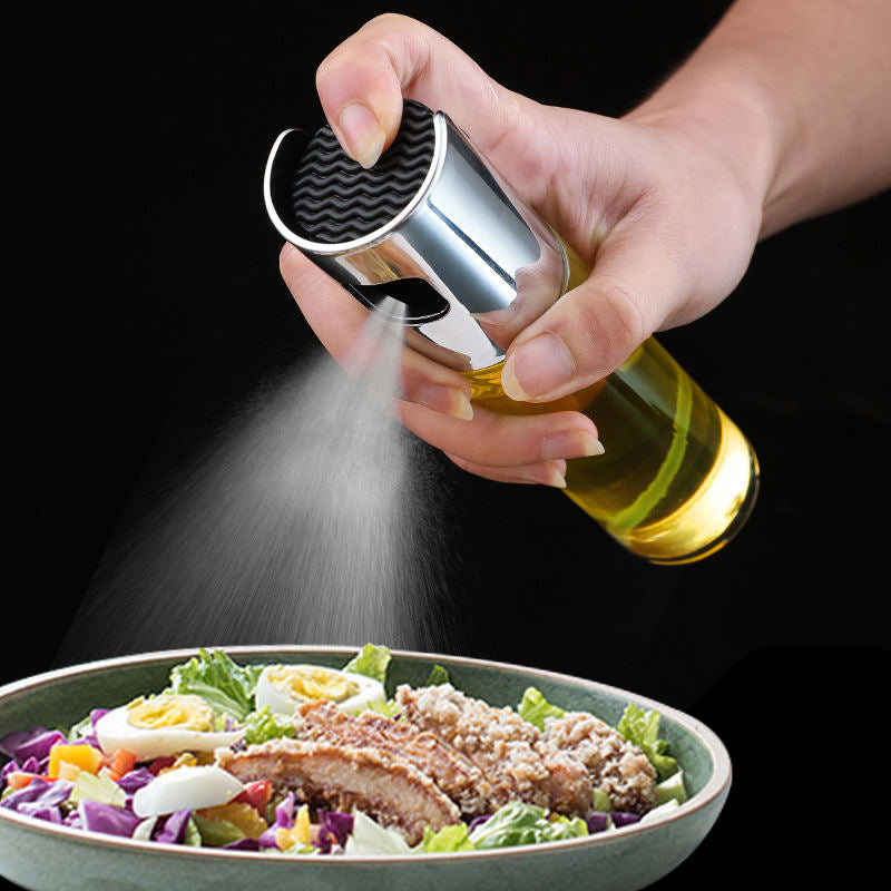 Oil Sprayer for Cooking, 3.5 OZ Olive Oil Dispenser Bottle for Kitchen Gadgets, Food, Air Fryer, Salad, Vinegar, BBQ, Stainless Steel Pump for Mist Spray, Glass Metarial Mister, 100 ML