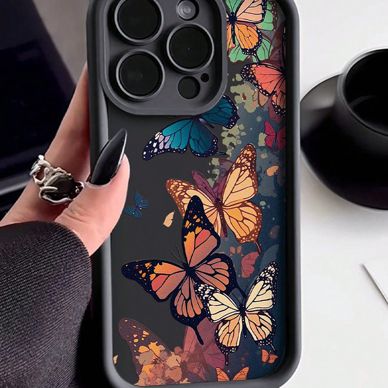 Retro Colorful Butterfly Floral Design Shockproof Phone Case for iPhone 17 Series (Air, Pro, Pro Max)