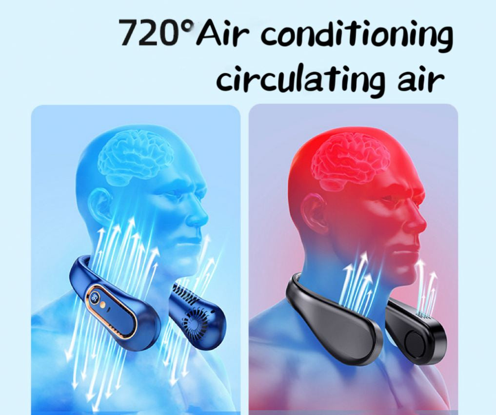 Portable Small Neck Fan - Hands Free Personal Fan, Foldable Folding Wearable Usb Charging Rechargeable Bladeless Fan with 1200mAh-Battery, Digital Display, 4 Speeds, 360° Cooling Wearable Fan, Birthday Gifts for Men, Women, Mom, and Dad