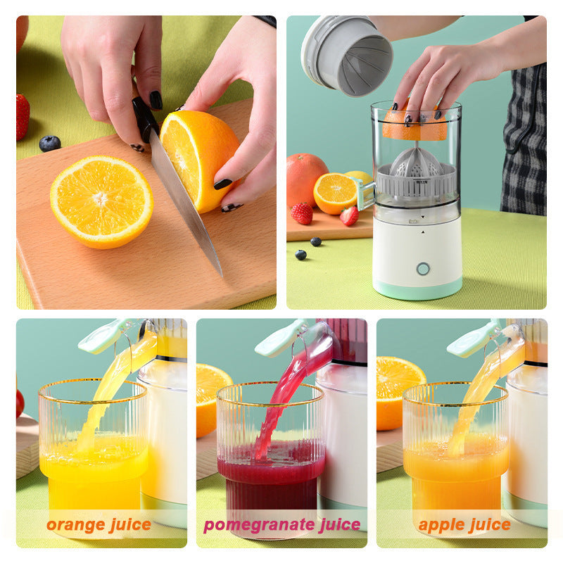 Electric Juicer Rechargeable - Citrus Machines with USB and Cleaning Brush Portable for Orange, Lemon, Grapefruit White + Green 9.4 * 4.4 * 5.4 inches