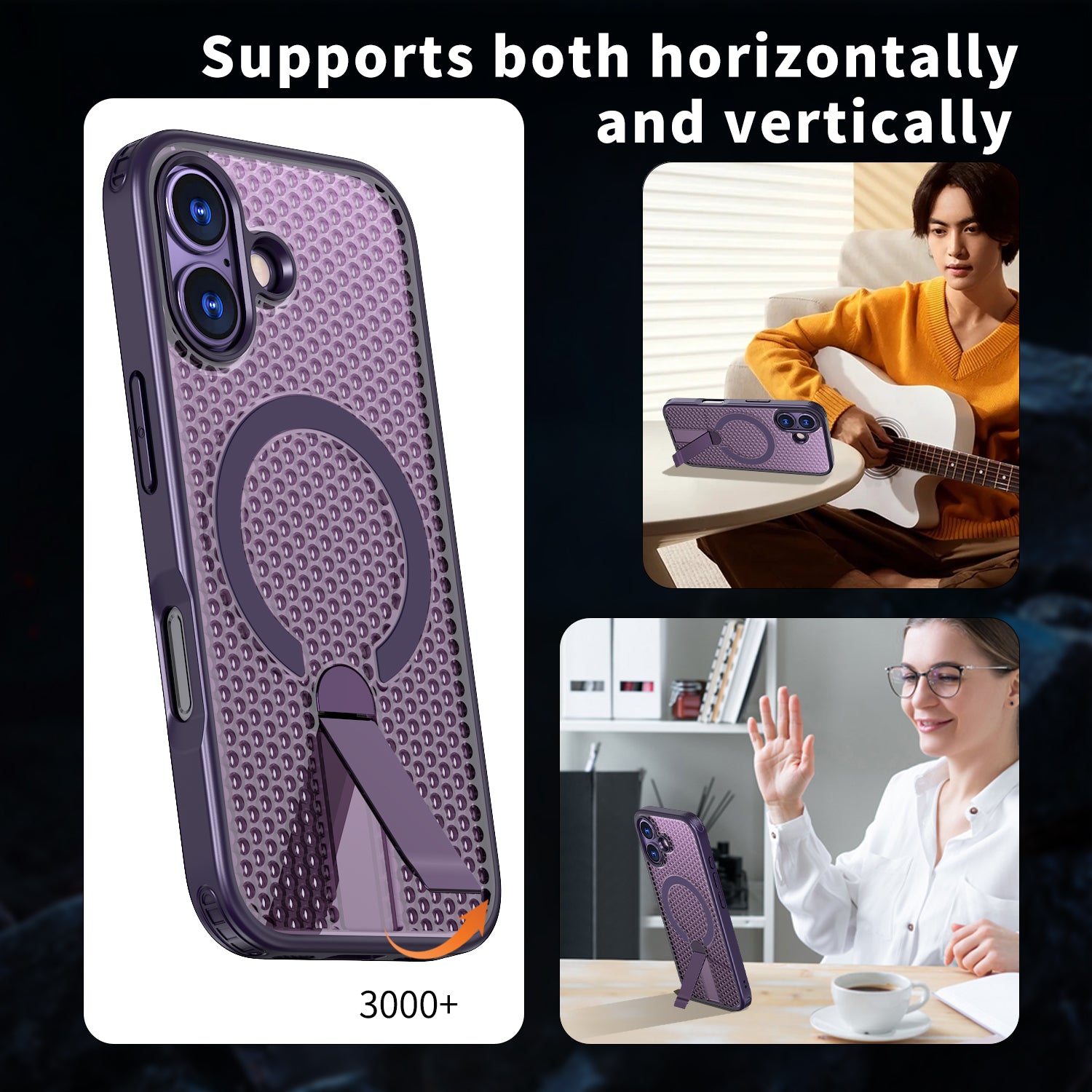 IPhone 17 High Precision Rubber Coating Structure Mobile Phone Bugs CSS Case Protection Shockproof Kickstand Magnetic Metal 360 Degrees Wireless Charging Case