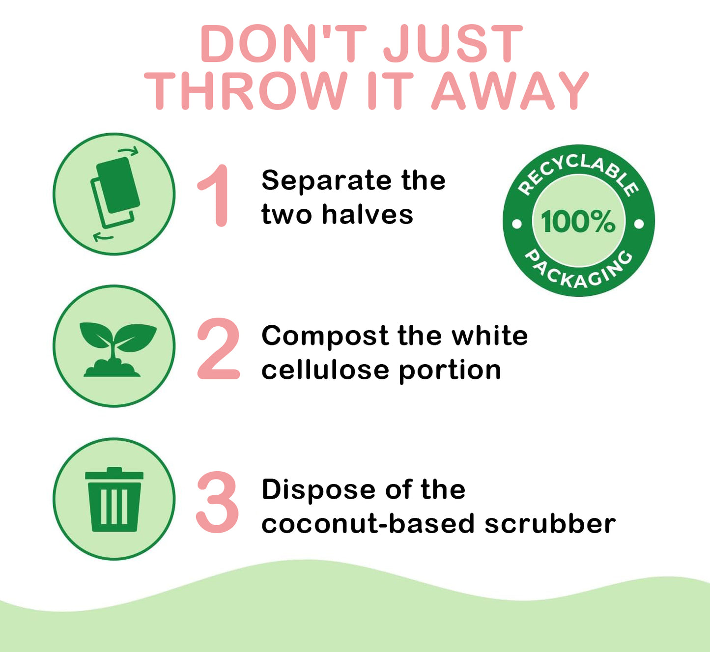 Biodegradable Eco-Friendly Kitchen Sponge Natural Compostable Cellulose Coconut Walnut Scrubber for Household Cleaning Dish High