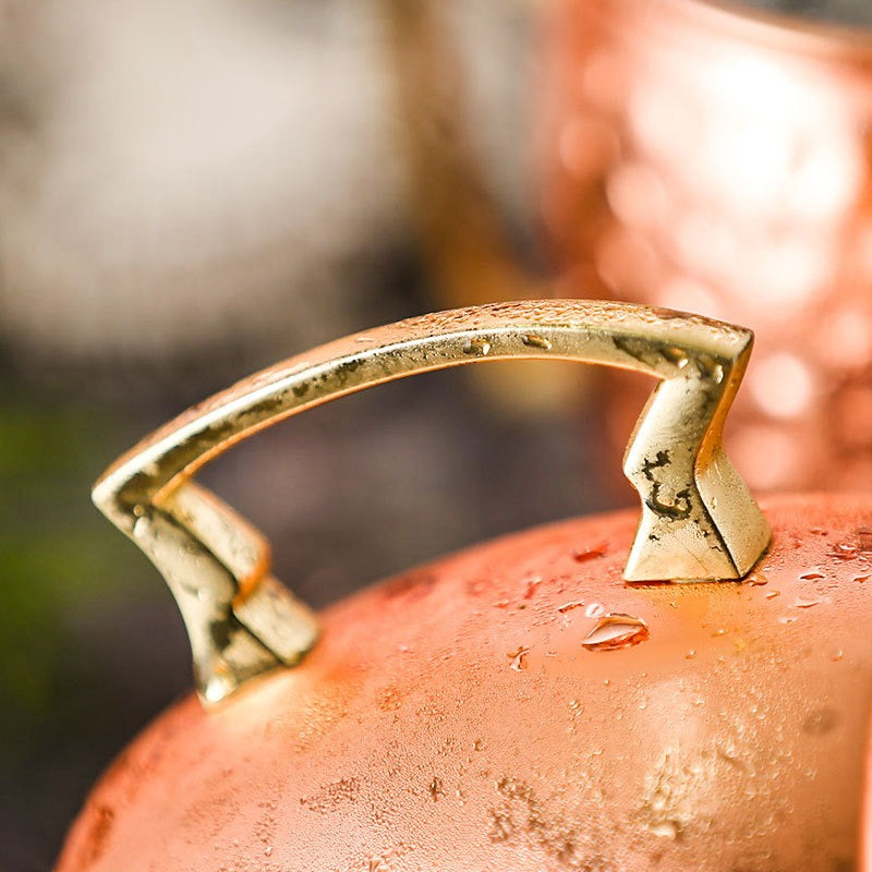 Aron Handmade Solid Copper Moscow Mule Mug Heat Insulation, Barrel Shaped Mug with Brass Handle & Smooth Texture, Perfect for Moscow Mules or Party Favors