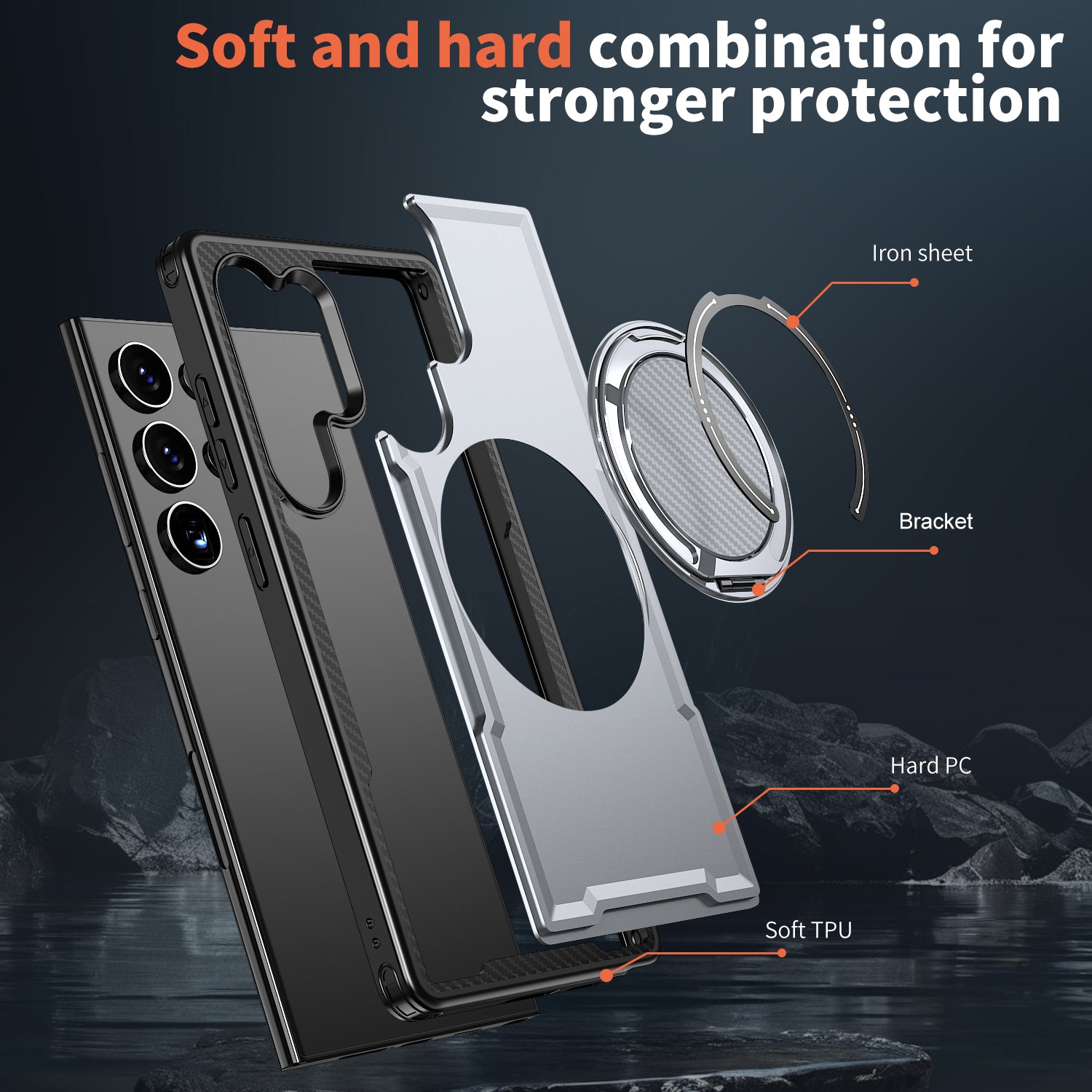Magnetic Heat Dissipation Rubber Coating Structure Case for Samsung Galaxy S25 Ultra Wireless Charging Compatible Military Drop Protection Adjustable Kickstand Magnetic Metal 360 Degrees Ice Armour Cool Matte