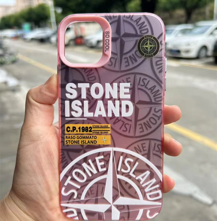 Fashion Colorful Stone Island Shockproof PC Label IMD Mobile Phone Case for iPhone 16 Plus / 16 Pro / 16 Pro Max case