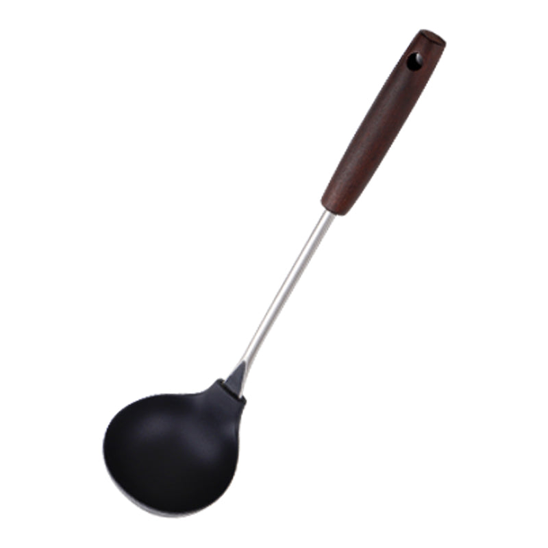 Silicone Spatula and Ladle Set - Stainless Steel Non Stick Heat-Resistant Kitchen Utensils BPA Free Cooking Utensils Cookware Wooden Handle Kitchen Utensils Set
