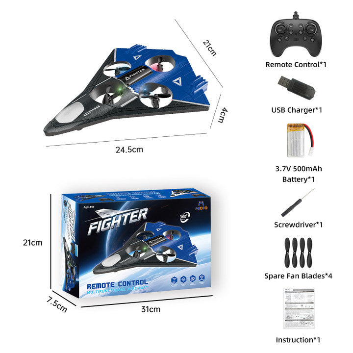 Aron Obstacle Avoidance Fly Jet Rc Plane 6-Axis Gyro Avion a Control Remote Avion De 360° Flip Helicopter RC Plane Fighter Jet with Light Rc Glider Jet Stunt Airplane Model Toys Drone Flight