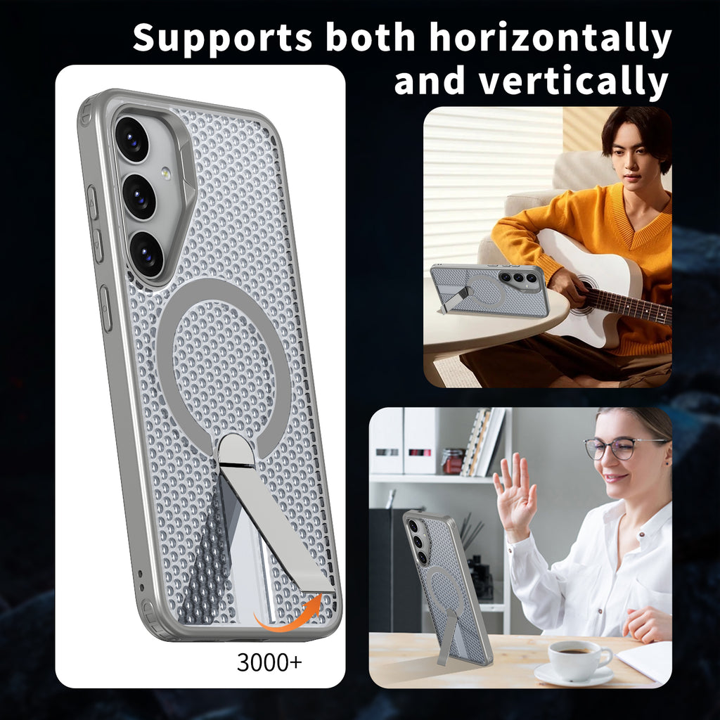 Samsung Galaxy S24 Magnetic Heat Dissipatio case for Samsung Galaxy, for Wireless Charging, Cooling Drop Protection, Adjustable Kickstand case, Ice Armour Cool Matte Material