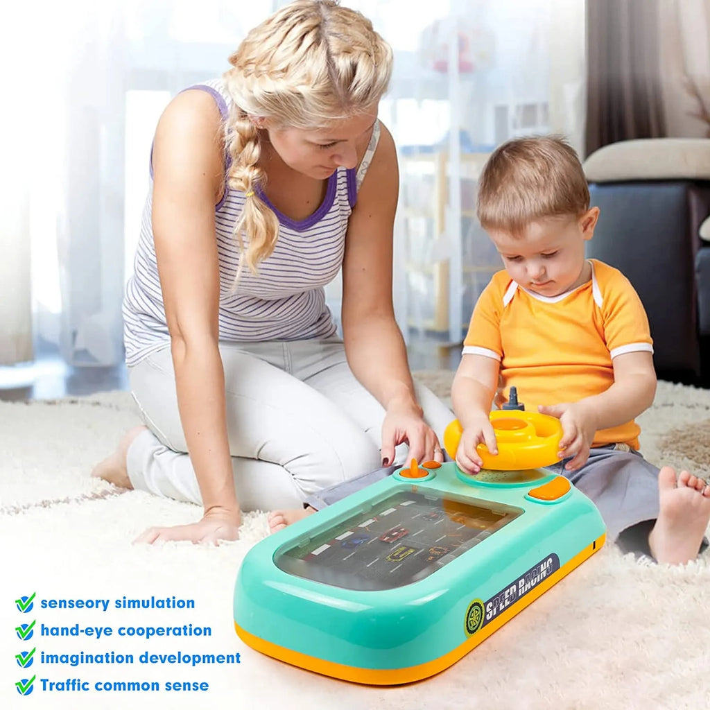 Children Early Educational Interactive Tabletop Kids Car Race Desktop Puzzle Game with Fun Obstacle Avoidance Driving Simulator Simulated Driving Car Game with Music Sound Effects for Preschool