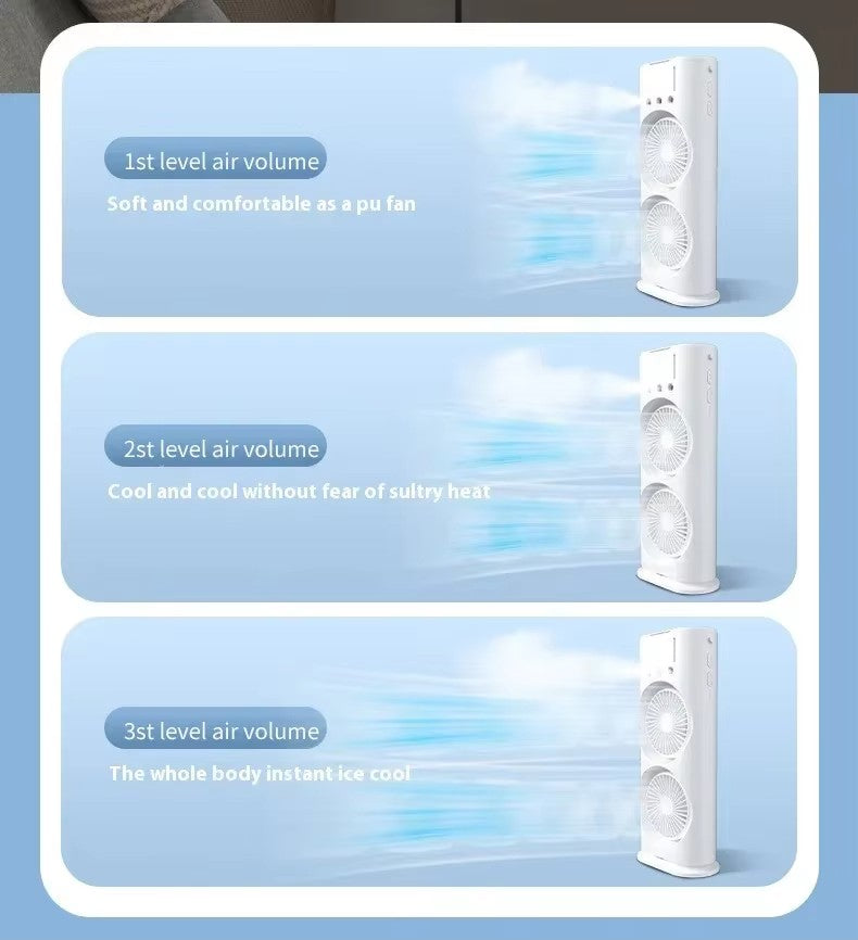 New Double-ended Fan 3 Speeds Air Conditioner Portable Cooling Air Three-ended 400ml Capacity Spray Fan With Night Light