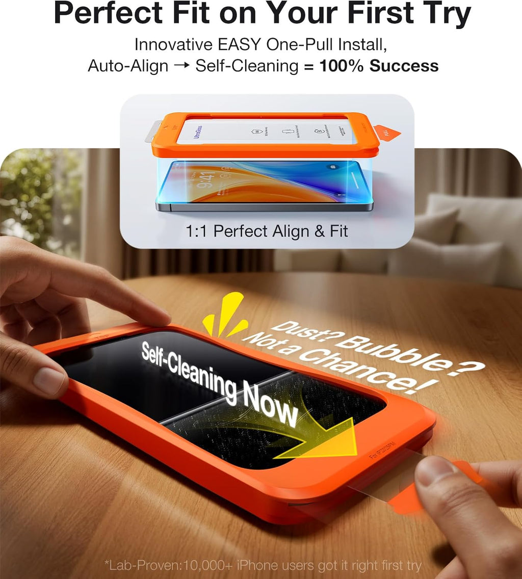 Screen Protector with Fast & Easy install kit for Samsung Galaxy S24 Ultra-S24-S24+ Finger Print Reader Compatible, Clear 9H Tempered Glass Film, Anti Scratch, Dust-Bubble-Free