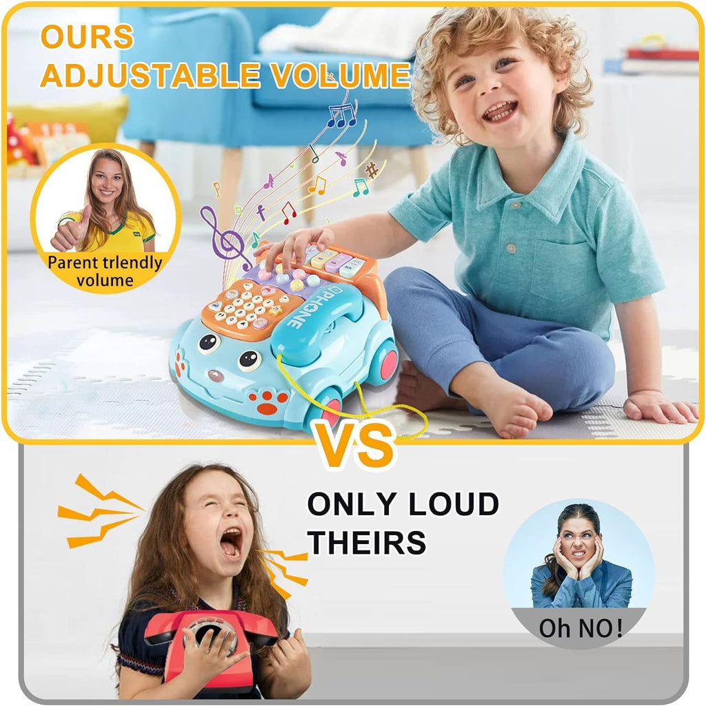 Sensory Learning with 12 Functions Baby Toy Phone Cartoon Baby Piano Music Light Toy Children Pretend Phone, Kids Cell with Parent-Child Interactive Toy Game Boy Girl Early Education Gift 18M+
