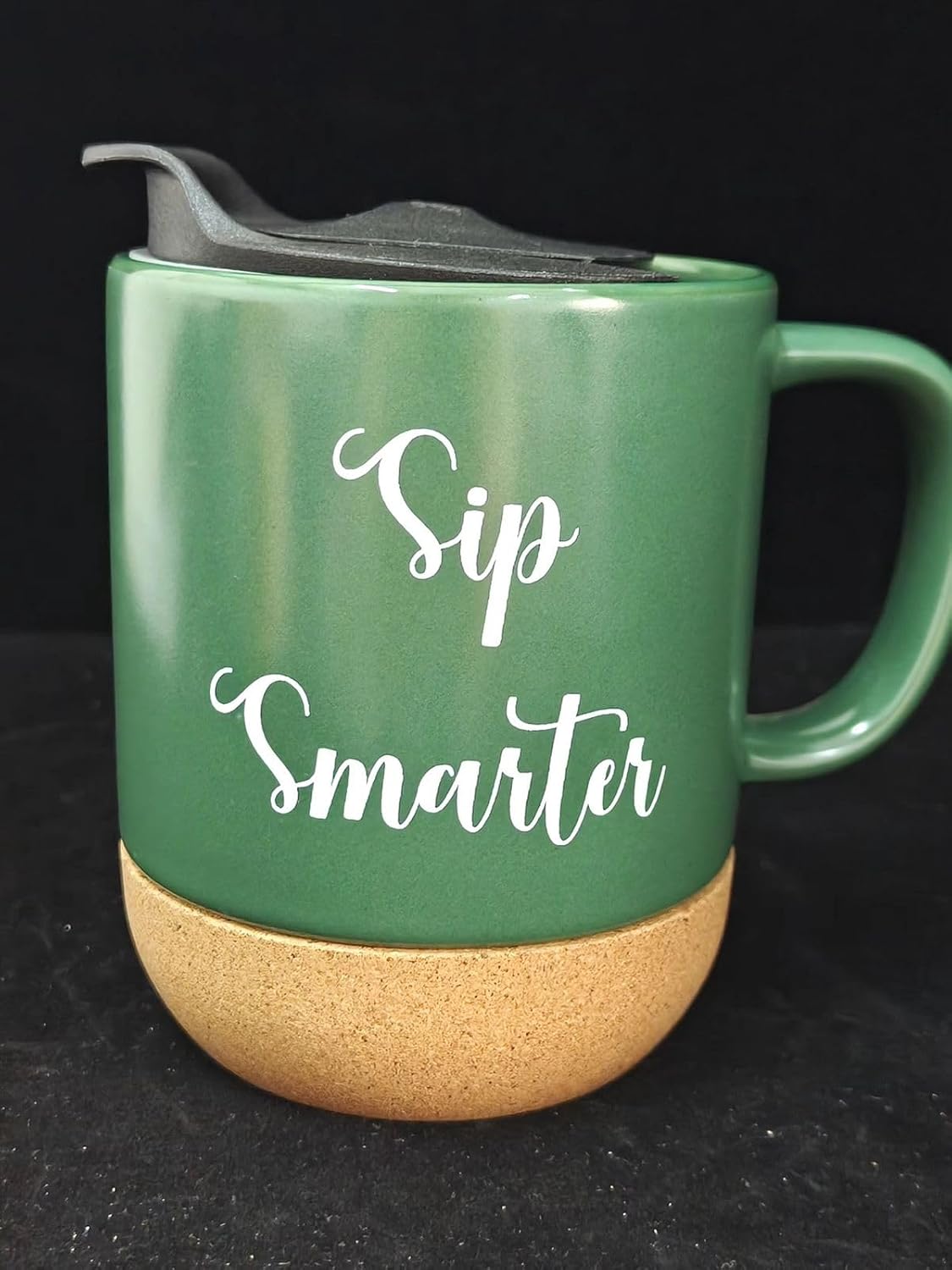 Aron 16.5 oz Ceramic Coffee Mug with Cork Bottom and Lid, Sip Smarter Design, Travel Coffee Cup for Home, Travel, Corporate, indoor, Birthday & Christmas Gift